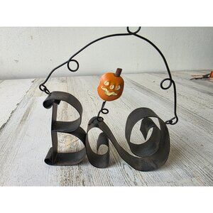 Metal boo pumpkin‎ jack-o'-lantern ornament decor Halloween hanging black orange
